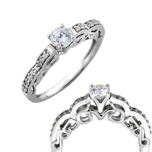 Pierścionek z białego złota z cyrkoniami