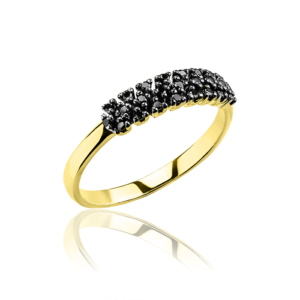 Złoty Pierścionek z Czarnymi Cyrkoniami
