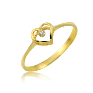 Złoty Pierścionek Serce z Cyrkonią