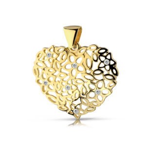 Złota Zawieszka Serce Ażurowe