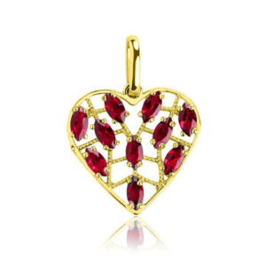 Złota Zawieszka Serce z Rubinami