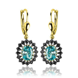 Złote Kolczyki z Topazem Blue