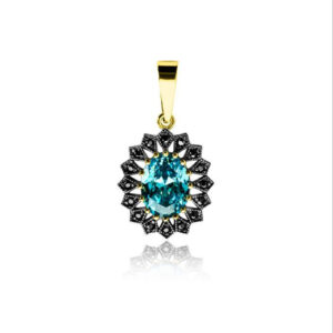 Złota Zawieszka Serce z Topazem Blue